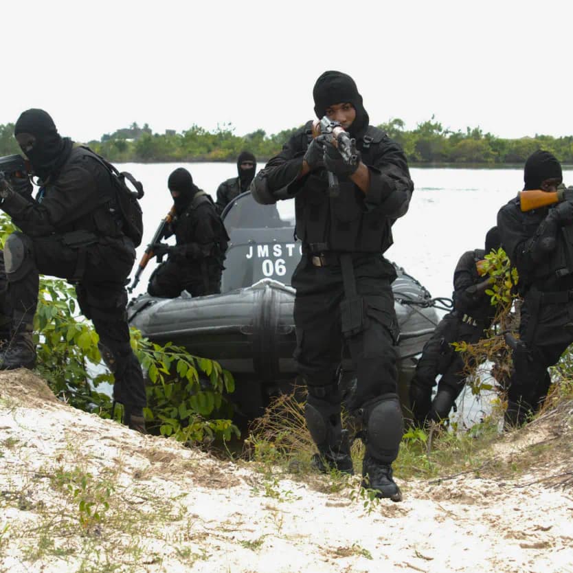 Special boat service team on a beach landing